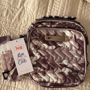 Lug Quilted Flare Taupe Camouflage Crossbody Bag NWT
